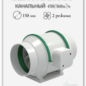 Двухскоростной осевой канальный вентилятор D150 360/450м3